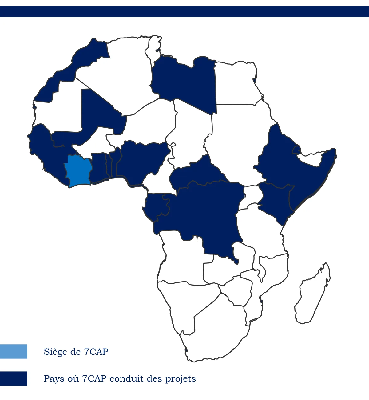 Carte de couverture géographique 7CAP en Afrique